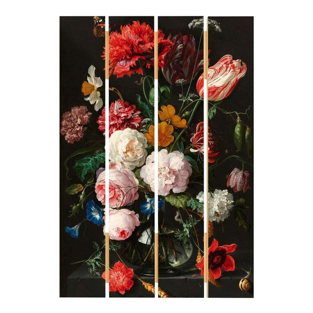 Cuadros de madera flores Jan Davidsz De Heem - Still Life With Flowers In A Glass Vase