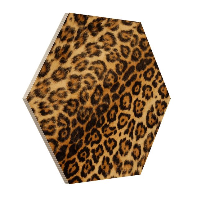 Hexagon Bild Holz - Jaguar Skin