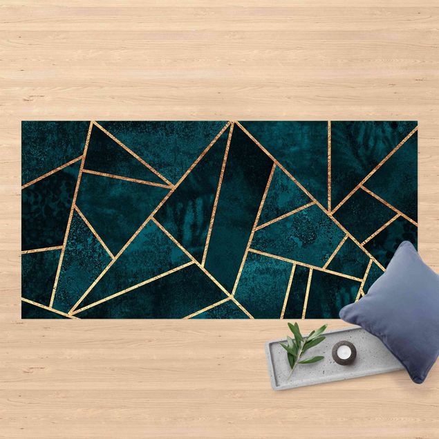 Alfombra exterior Dark Turquoise With Gold