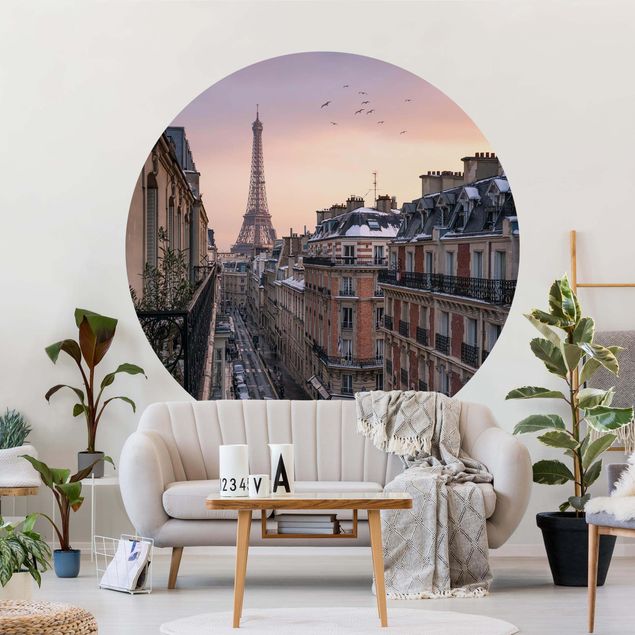 Papel pintado ciudad The Eiffel Tower In The Setting Sun