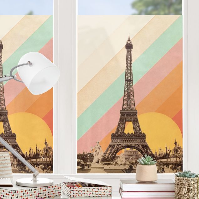 Laminas adhesivas pared Eiffel Tower in the Rainbow Sunset