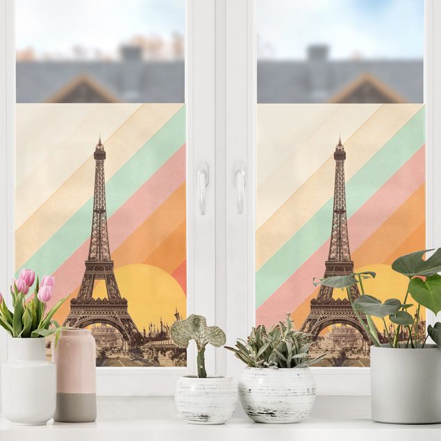 Vinilo para cristales - Eiffel Tower in the Rainbow Sunset