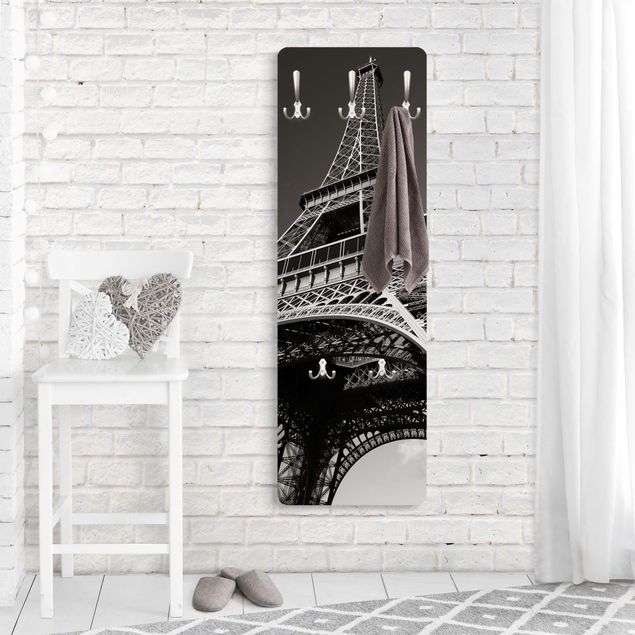 Percheros de pared en blanco y negro Eiffel tower