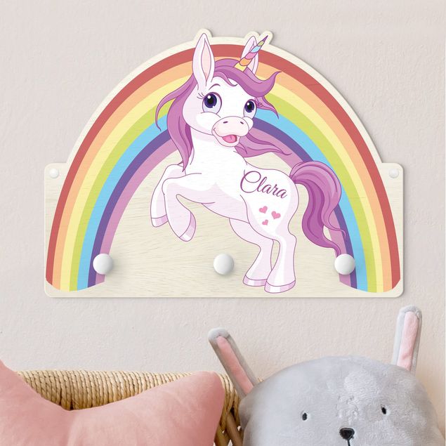 Decoración habitacion bebé Unicorn Rainbow With Customised Name