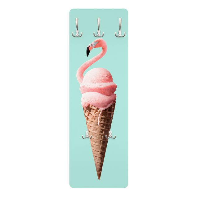 Percheros de pared Ice Cream Cone With Flamingo