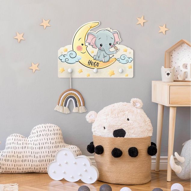 Percheros de pared con frases Elephant Moon With Customised Name