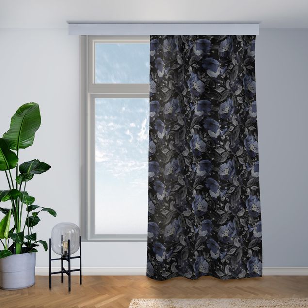 modernas cortinas salon Elegant Flower Pattern Dark
