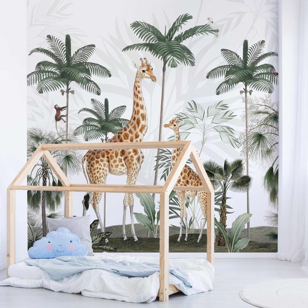 Papeles pintados modernos Elegance of the giraffes in the jungle