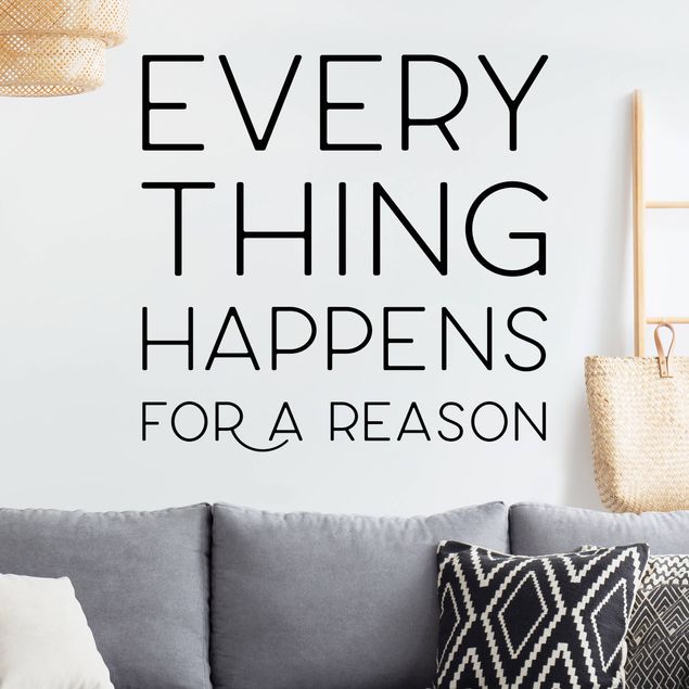Vinilo pared frase Everything Happens For A Reason