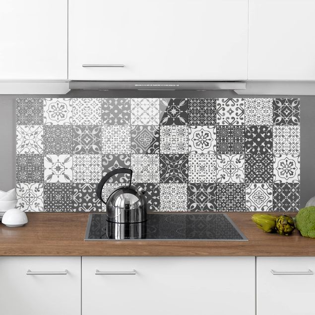 Decoración de cocinas Tile Pattern Mix Gray White