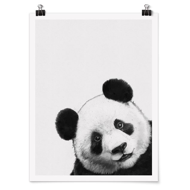 Láminas blanco y negro para enmarcar Illustration Panda Black And White Drawing
