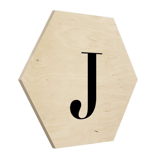cuadro hexagonal Letter Serif White J