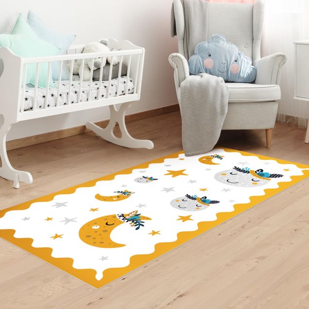 Alfombra para pasillo Sleaping Friends Moon And Stars With Frame