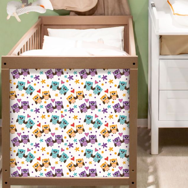 Papel adhesivo para muebles patrones Sweet Child Pattern With Owls In Love