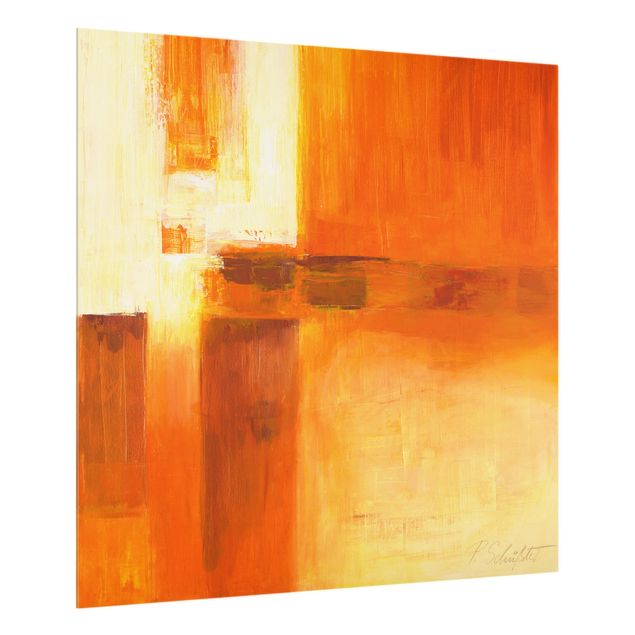 Paneles de vidrio para cocinas Petra Schüßler - Composition In Orange And Brown 01