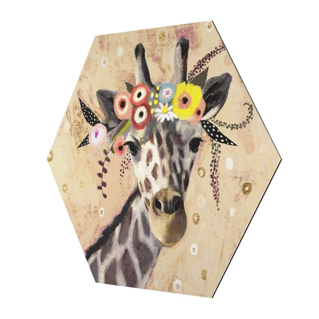 Cuadros hexagonales Klimt Giraffe