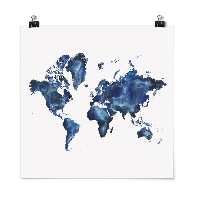 Cuadro mapa del mundo Water World Map Light