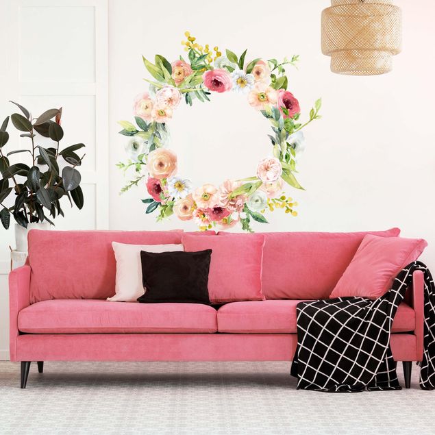 Decoración cocina Watercolour Pink Flower Wreath XXL