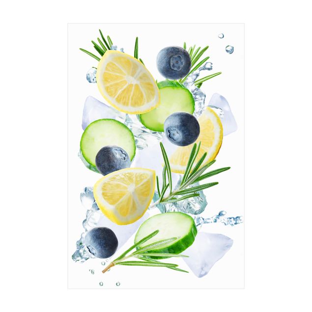Alfombras de comedor Blueberries Lemons Ice Cubes Splash