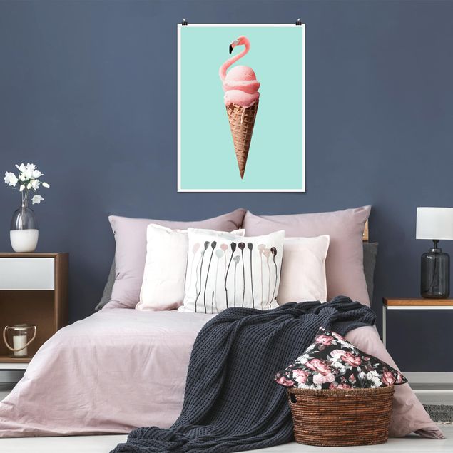 Póster cuadros famosos Ice Cream Cone With Flamingo