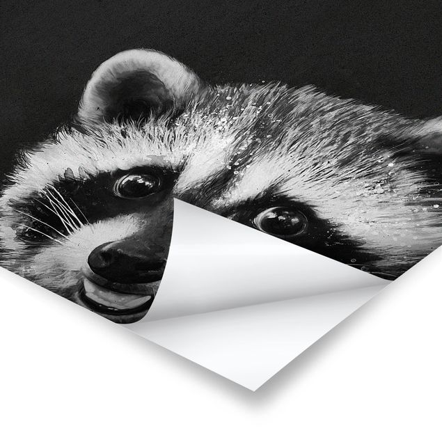 Cuadros en blanco y negro Illustration Racoon Black And White Painting