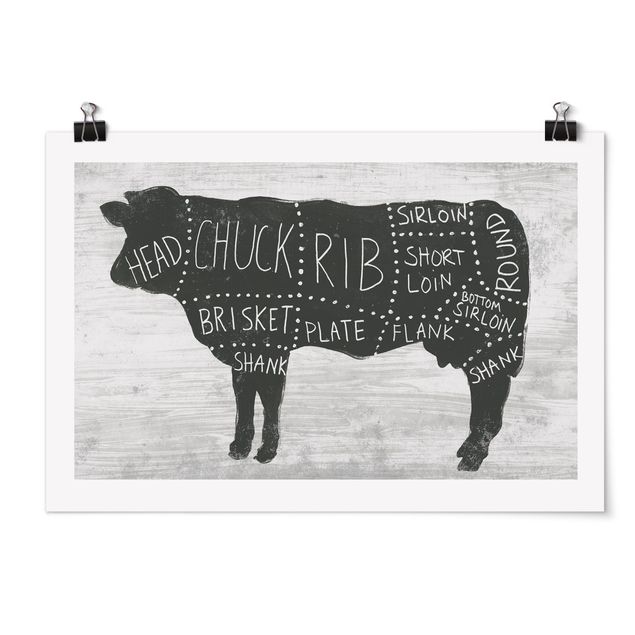 Póster animales Butcher Board - Beef