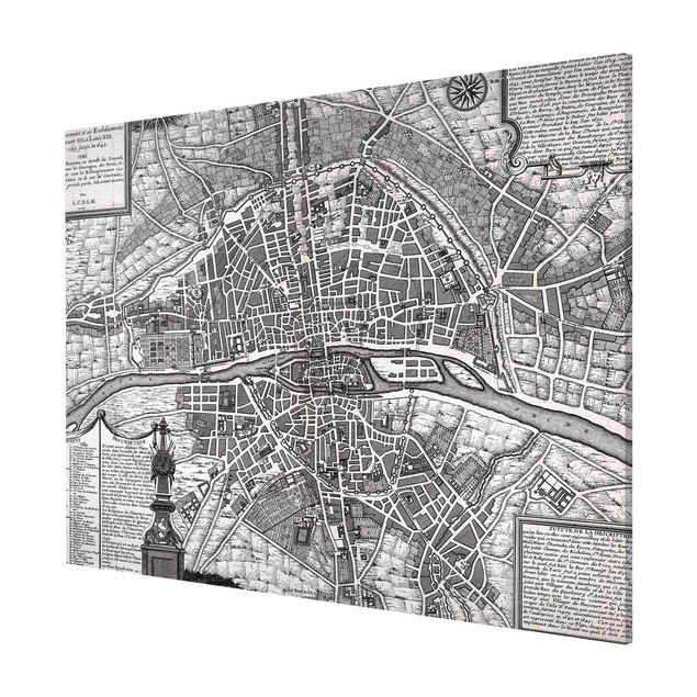 Tableros magnéticos mapamundi Vintage Map City Of Paris Around 1600