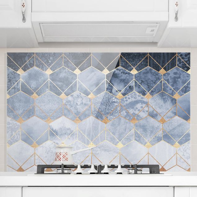 Decoración de cocinas Blue Geometry Golden Art Deco