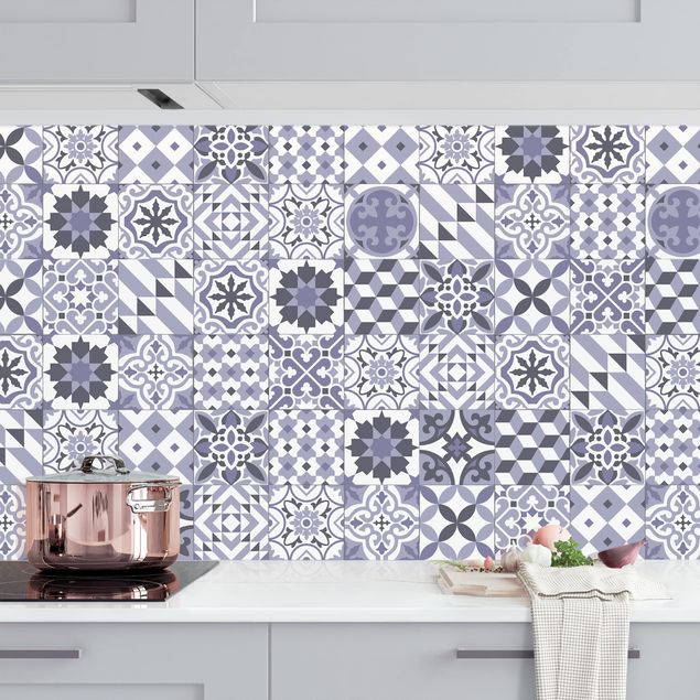 Decoración de cocinas Geometrical Tile Mix Purple