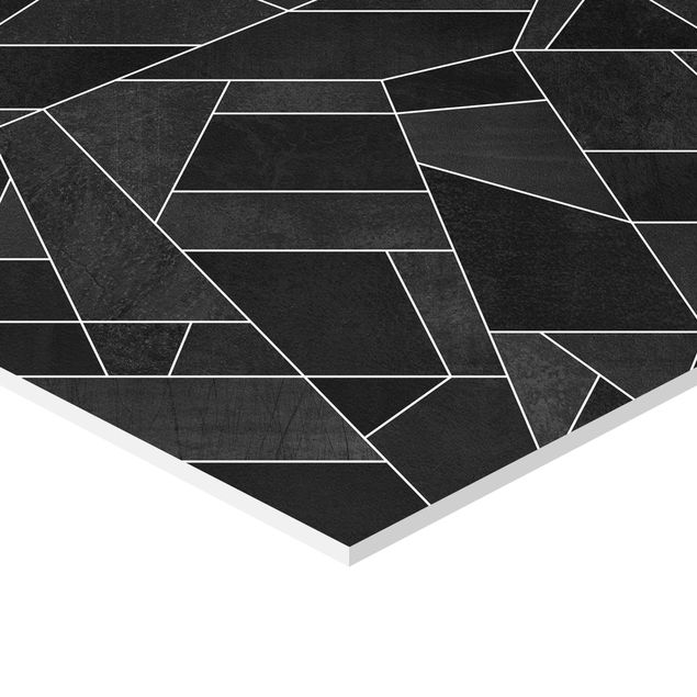 cuadro hexagonal Black And White Geometric Watercolour