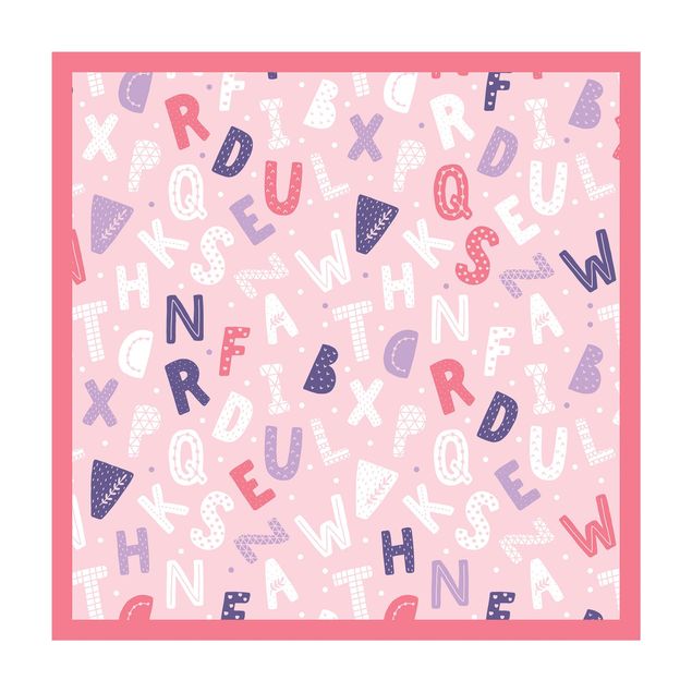 Alfombras de vinilo Alphabet With Hearts And Dots In Light Pink With Frame