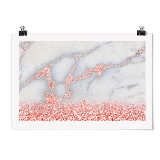 Reproducciónes de cuadros Marble Look With Pink Confetti