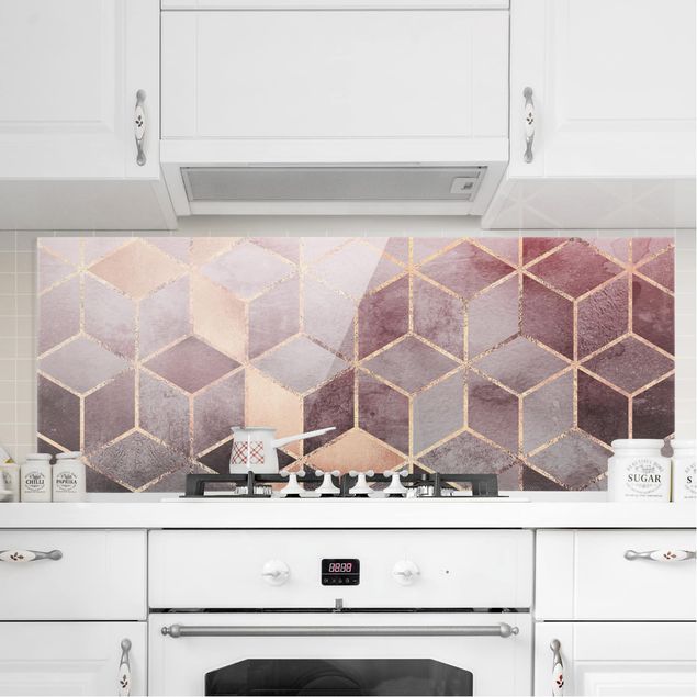 Decoración de cocinas Pink Gray Golden Geometry