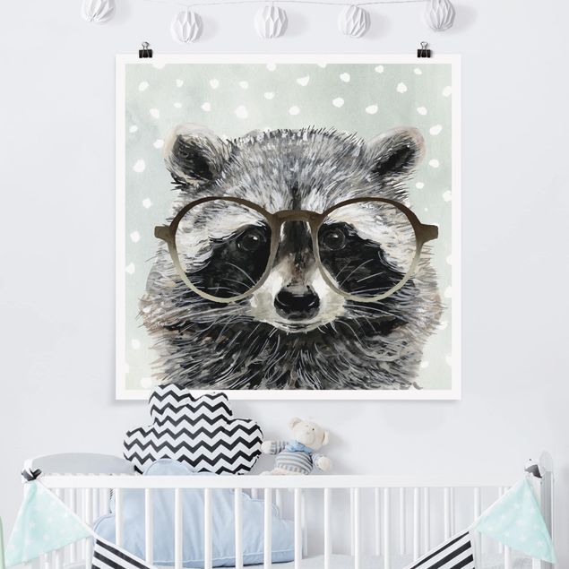 Decoración habitación infantil Animals With Glasses - Raccoon