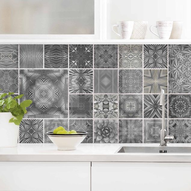 Decoración cocina Grey Jungle Tiles With Silver Shimmer
