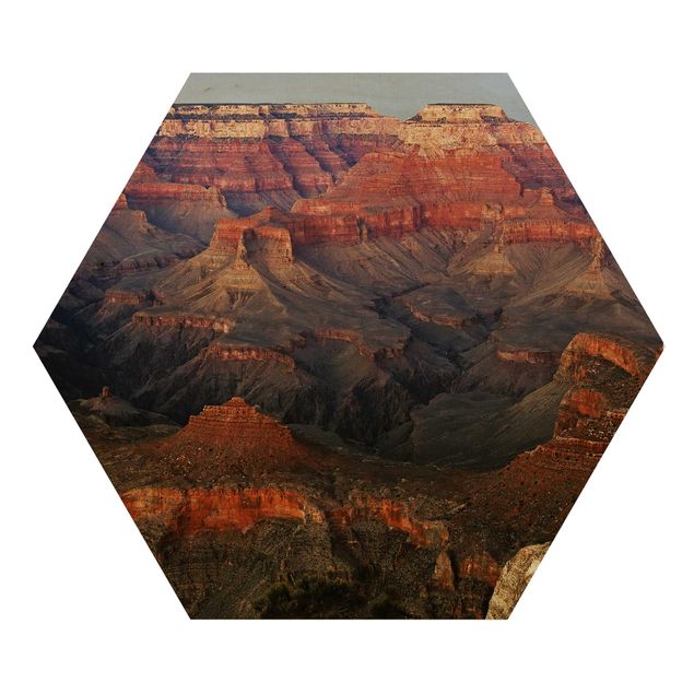 Hexagon Bild Holz - Grand Canyon nach dem Sonnenuntergang