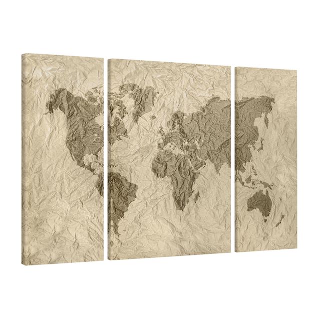 Lienzos de mapamundi Paper World Map Beige Brown