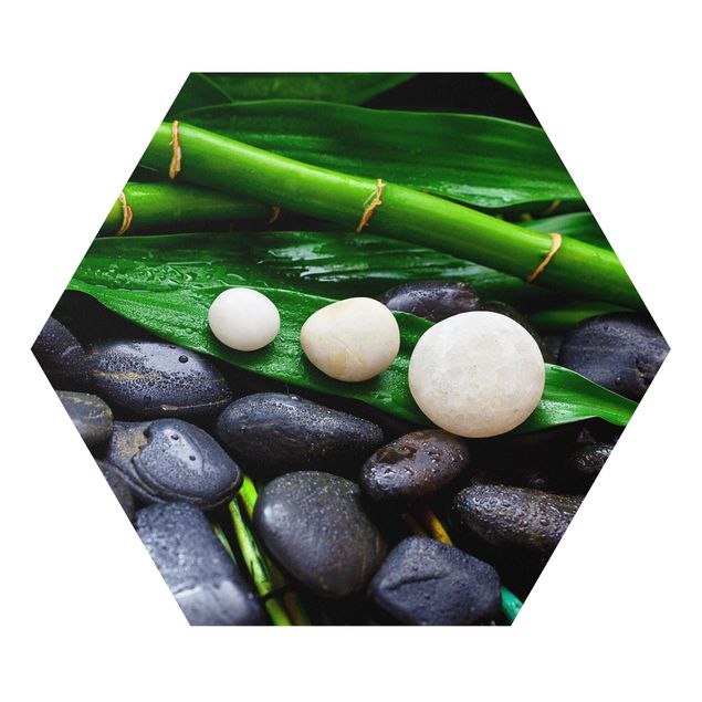 Láminas de cuadros famosos Green Bamboo With Zen Stones