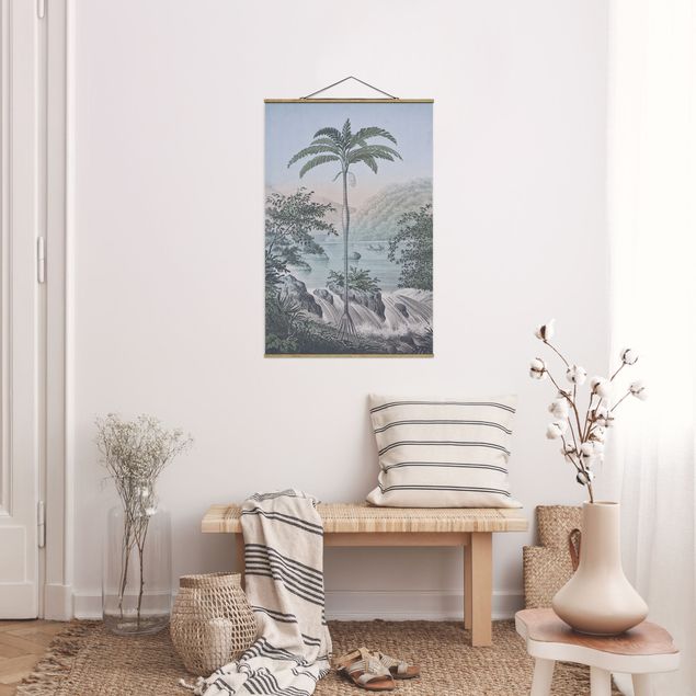 Cuadros de paisajes naturales  Vintage Illustration - Landscape With Palm Tree