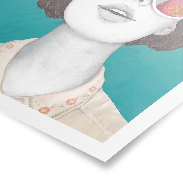 Cuadro multicolor Illustration Portrait Woman Collage With Flowers Glasses
