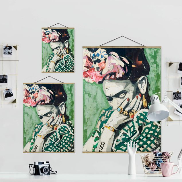 Cuadros tonos verdes Frida Kahlo - Collage No.3