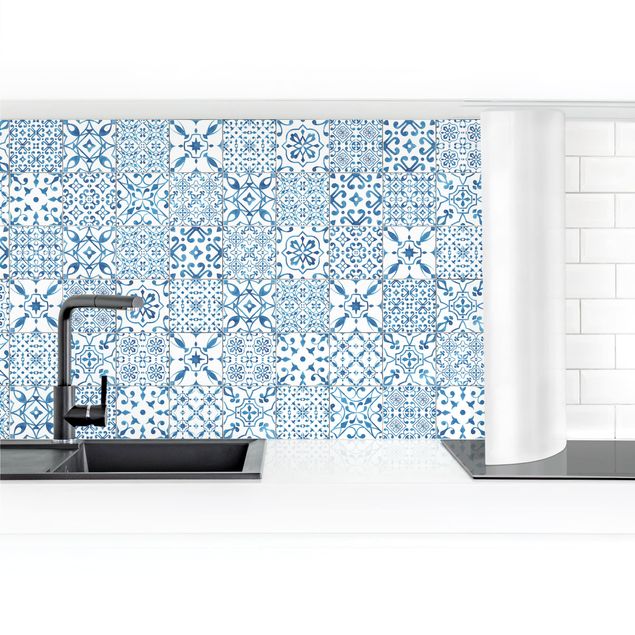 revestimiento pared cocina Patterned Tiles Blue White