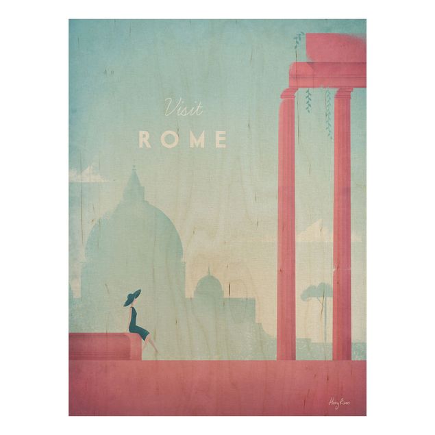 cuadro vintage madera Travel Poster - Rome
