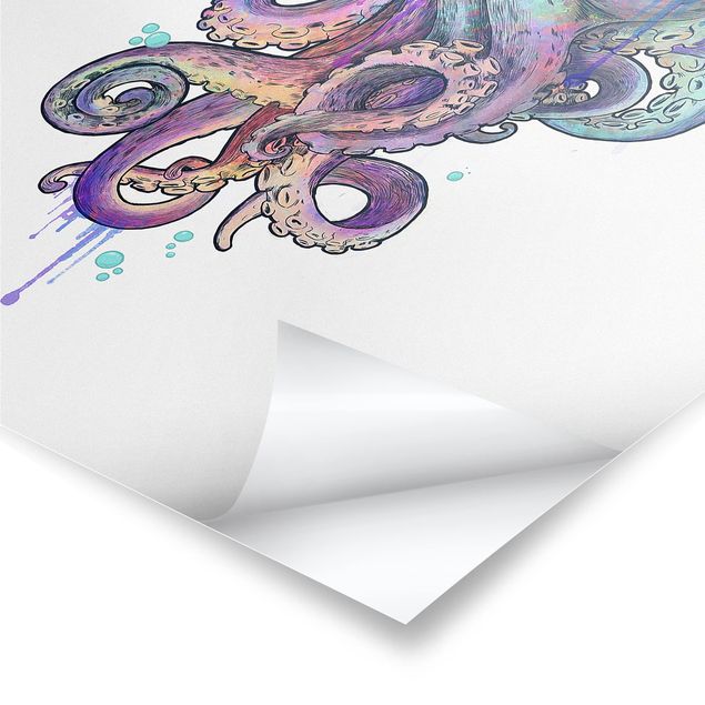 Cuadros Laura Graves Arte Illustration Octopus Violet Turquoise Painting