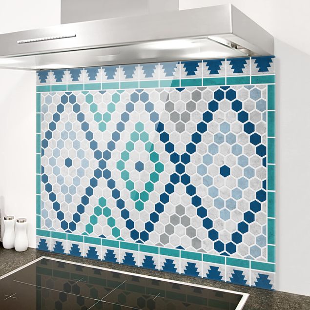 Decoración cocina Moroccan tile pattern turquoise blue