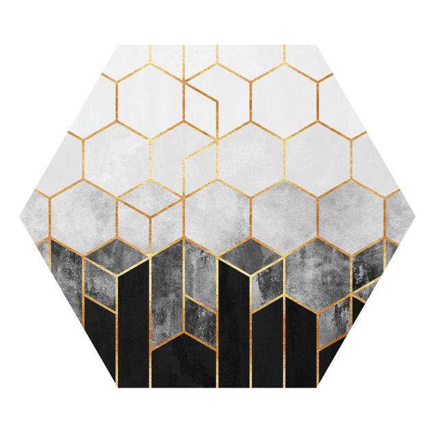 Cuadros Elisabeth Fredriksson Golden Hexagons Black And White
