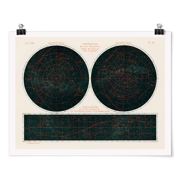 Cuadros mapamundi Vintage Illustration Constellations