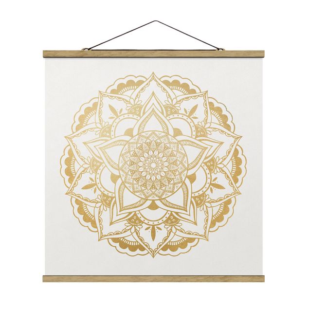 Cuadros zen Mandala Flower Gold White
