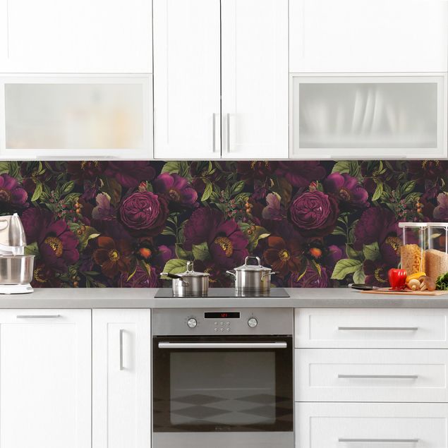 Salpicaderos de cocina flores Purple Blossoms Dark