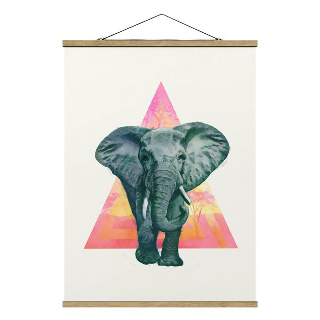 Cuadros modernos y elegantes Illustration Elephant Front Triangle Painting